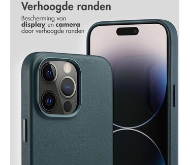 Accezz MagSafe Leather Backcover iPhone 14 Pro Max - Donkergroen