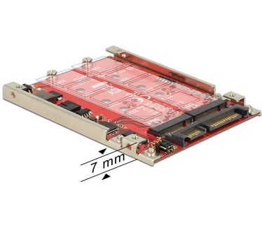 Delock Converter SATA 22 pin > 2 x M.2 NGFF with RAID 7 mm - Speicher-Controller - SATA 6Gb/s - 600MBps - RAID 0, 1, JBOD - SATA 6Gb/s (62698)