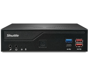 Shuttle Slim PC DH770 , S1700, 2x HDMI, 2x DP , 2x 2.5G LAN, 2x COM, 8x USB, 1x 2.5', 2x M.2, 24/7 permanent gebruik, incl. VESA