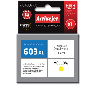 Activejet Activejet-inkt AE-603YNX (vervangingsinkt Epson 603XL T03A44; Supreme; 14 ml; geel)
