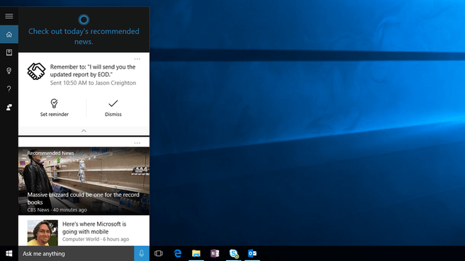 microsoft cortana e-mail scan