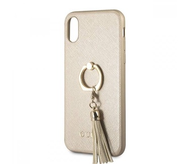 Guess Originele Saffiano Ring Back Cover Hoesje voor de Apple iPhone XR - Goud (iPhone XR) Goud