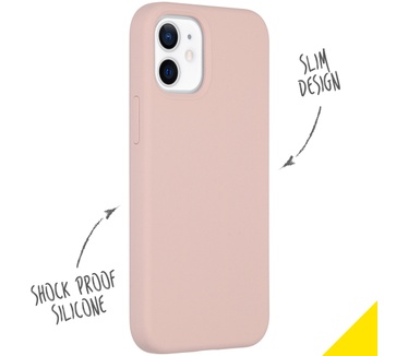 Accezz Liquid Silicone Backcover iPhone 12 Mini - Roze (iPhone 12 Mini) Roze