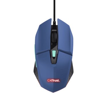 Trust Gaming GXT 109B Felox gamer-muis met 6 programmeerbare toetsen, kleurrijke LED-verlichting, 200-6400 DPI, USB-kabel, 150 cm, bekabelde gamingmuis voor pc, laptop, blauw