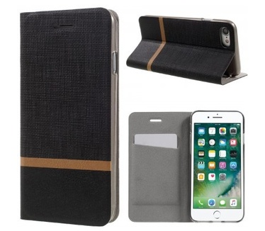 qMust Apple iPhone 7 Wallet Case - TPU frame - Striped Black