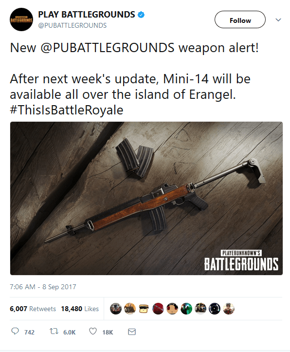 Tweet PUBG update september