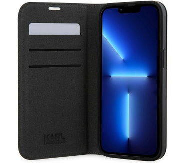 Karl Lagerfeld Saffiano Monogram Book Case iPhone 14 - Zwart Zwart