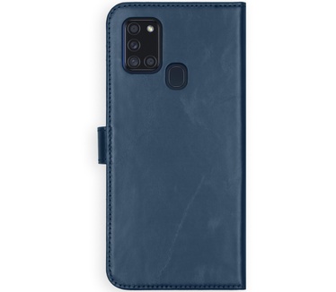 Selencia Echt Lederen Bookcase Samsung Galaxy A21s - Blauw