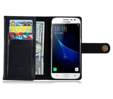 Samsung Galaxy S7 Echt Leren Portemonnee Hoesje Zwart Zwart