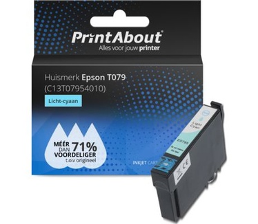 PrintAbout Huismerk Epson T0795 (C13T07954010) Inktcartridge Licht-cyaan