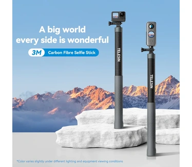 Telesin 3 meter Premium Selfie Stick voor GoPro - Carbon
