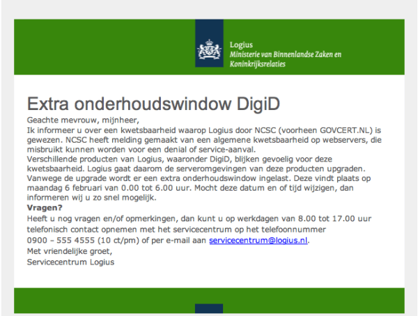 Logius: DigiD plat om kwetsbaarheid op servers te verhelpen (bron: @wol)
