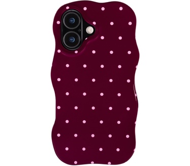 Selencia Vivid Wavy Backcover met MagSafe voor de Apple iPhone 16 - Happy Dots Burgundy