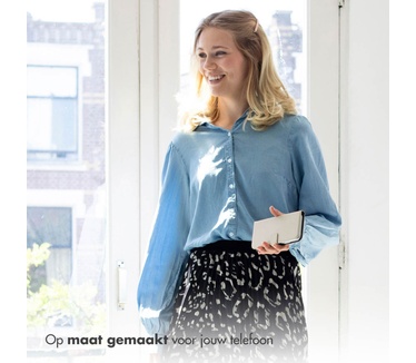 Selencia Echt Lederen Bookcase iPhone 15 - Greige