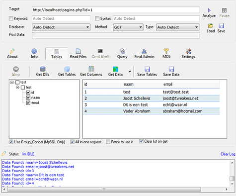 SQL-injectie via een tool SQL-injectie via een tool
