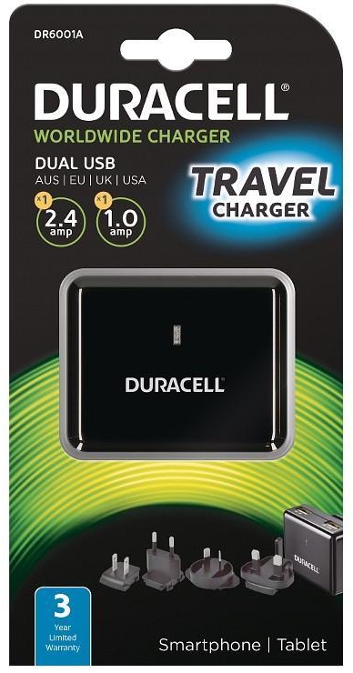 duracell dual usb wall charger 2 4a 1a