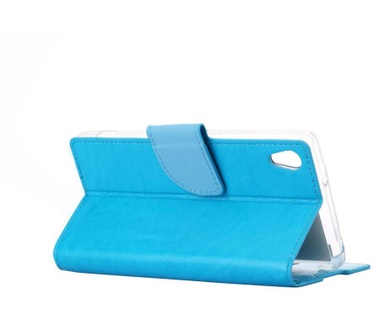 Luxe Lederen Bookcase hoesje voor de Sony Xperia Z5 - Blauw (Sony Xperia Z5) Blauw