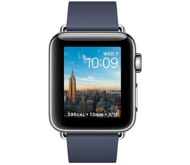 Apple Watch Series 2 (Leren bandje (M), moderne gesp, 38mm) Zilver (Blauw)