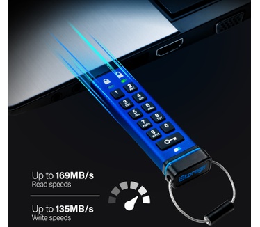 iStorage datAshur Pro USB3 256-bit 128GB Blauw