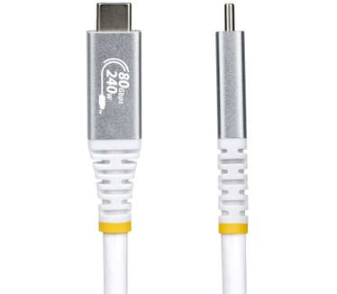 Startech.com 50cm USB4 Kabel, 80Gbps, USB-IF Gecertificeerde USB-C Kabel, 240W PD, 8K 120Hz/4K 240Hz, DP2.1, DP80, Thunderbolt 4 Compatibel, USB Type-C Kabel, Wit