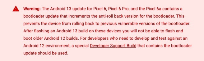 Google предупреждава потребителите на Pixel 6 при актуализиране до Android 13