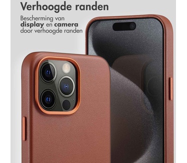 Accezz MagSafe Leather Backcover iPhone 15 Pro Max - Bruin