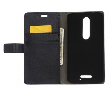 Kees Lederlook Portemonnee Hoesje Motorola Moto X Force - Zwart
