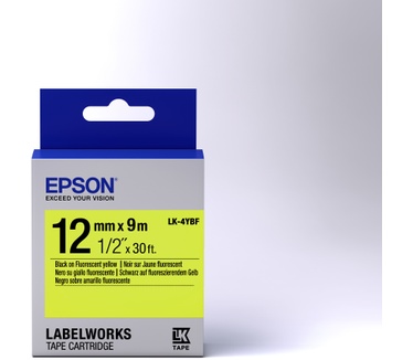 Epson Fluorescent Tape - LK-4YBF Fluor Blk/Yell 12/9