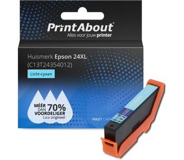 PrintAbout Huismerk Epson 24XL (C13T24354012) Inktcartridge Licht-cyaan Hoge capaciteit