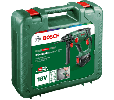 Bosch Home and Garden Accuboormachine, universele hamer 18 V, 1 x accu 4,0 Ah, 18 volt systeem, voor boren, hamerboren, beitelen en schroeven, in koffer