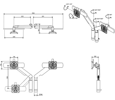 Dataflex Viewprime plus monitor arm - 65.210