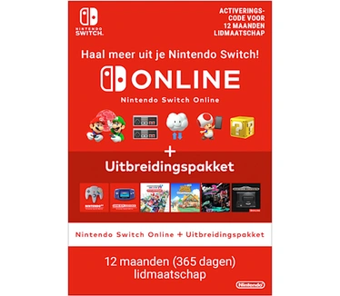 Nintendo Switch Online + Uitbreidingspakket - 365 Dagen Individueel Lidmaatschap