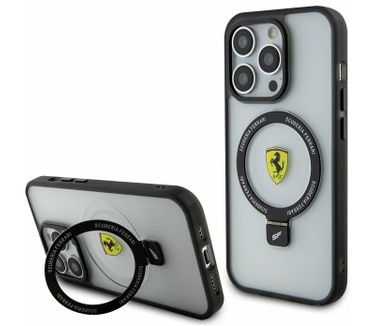 Ferrari Ring Stand Back Case - Apple iPhone 15 Pro (6.1") - Zwart Zwart