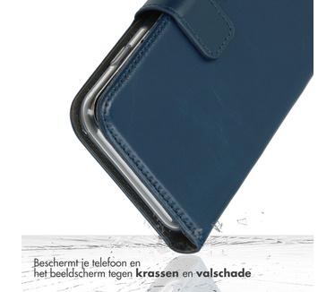 Selencia Echt Lederen Bookcase Samsung Galaxy S22 Ultra - Blauw