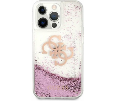 Guess Big 4G Liquid Glitter Case iPhone 13 Pro Max (6.7") - Roze Rosé Goud