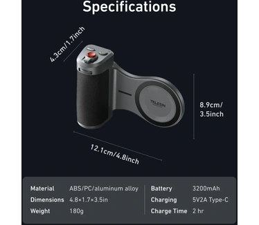 Telesin Master Grip V2 voor iPhone 17 Pro Max - Creator Combo met lamp en filter