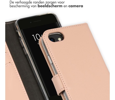 Selencia Echt Lederen Bookcase iPhone SE (2022 / 2020) / 8 / 7 / 6(s) - Roze