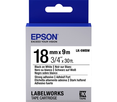 Epson Strong Adhesive Tape- LK-5WBW Strng adh Blk/Wht 18/9