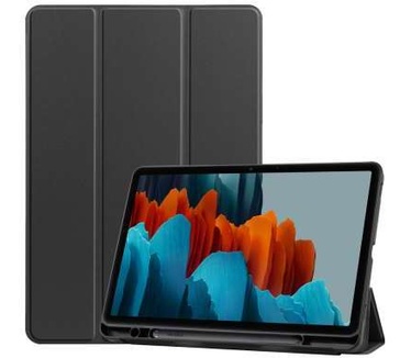 qMust Samsung Galaxy Tab S7 Smart Tri-Fold Case met Pen houder - Zwart