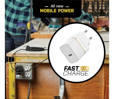 Otterbox EU Wall Charger 30W GaN - 1X USB-C 30W USB-PD, Cloud Dust White