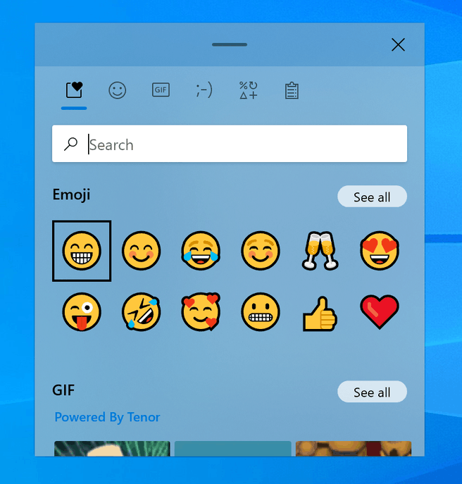 Windows 10 emojikiezer