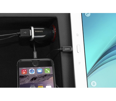 Mobiparts Car Charger Dual USB 4.8A + Micro USB Cable Black