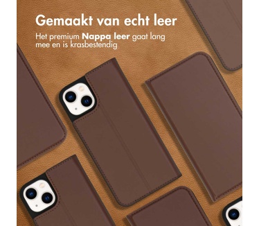 Accezz Premium Leather Slim Bookcase iPhone 14 - Bruin