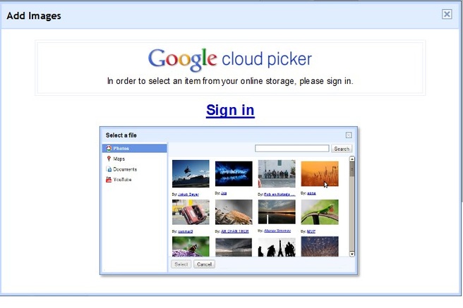 Google Cloud Picker