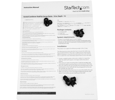 Startech.com Ventilerend 1U schap voor server rack 10" / 25,4 cm diep