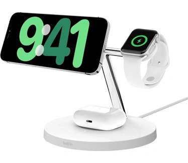 Belkin BoostCharge Pro MagSafe & Qi2 3-in-1 Wireless Charger Wit