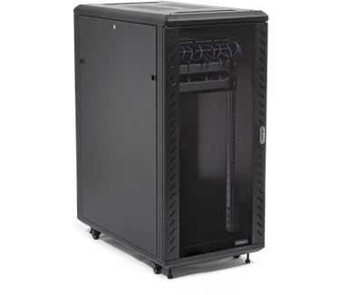 Startech.com 32U 19" Server Rack Cabinet, Verstelbare Diepte 15,2 - 81,2cm (6-32"), Flat Pack, Vergrendelbare 4-Post Server Kast voor Netwerk/Data/AV Apparatuur met Glazen Deur & Wielen, Max 800kg