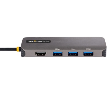 Startech.com USB C Multiport Adapter, 4K 60Hz HDMI Video Adapter, 3 Port 5Gbps USB-A 3.2 Hub, 100W Power Delivery Pass-Through, GbE, 30cm Kabel, USB Type-C Ethernet Adapter, Travel Dock, Laptop Docking Station