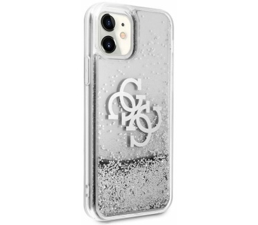 Guess Big 4G Liquid Glitter Case Apple iPhone 11 (6.1") - Zilver Zilver