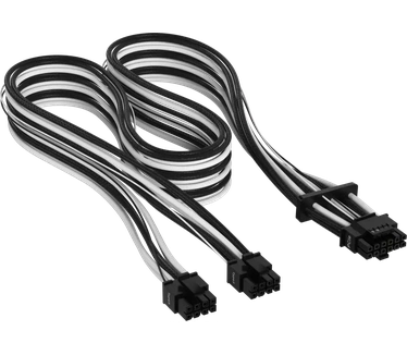 Corsair Premium Individually Sleeved Type-5 12+4-pin PCIe Gen 5 12VHPWR 600W Cable, Wit/Zwart Wit, Zwart